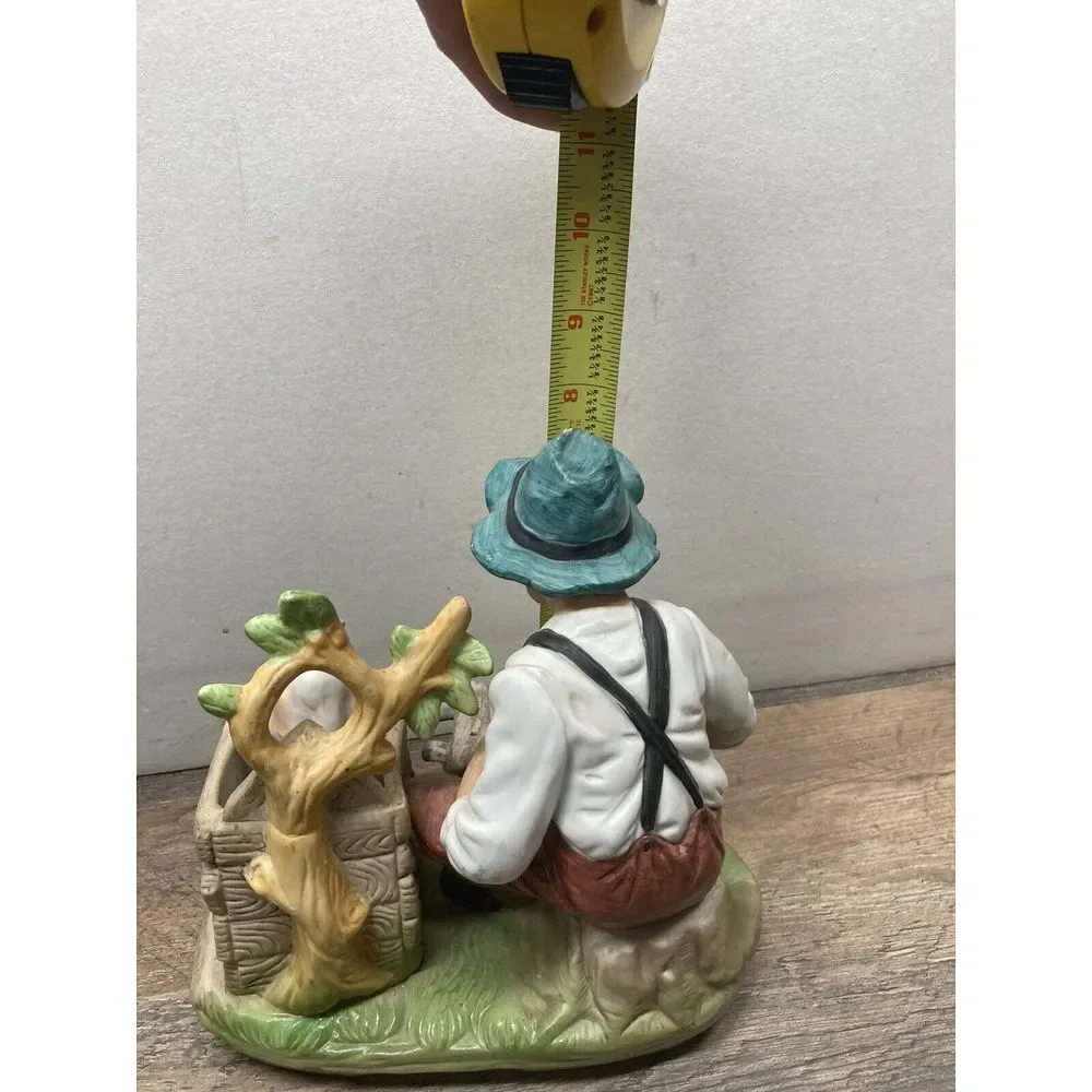 Vintage Norleans Japan Bisque Porcelain Old Man‎ & Dog Figurine - Missing Knife